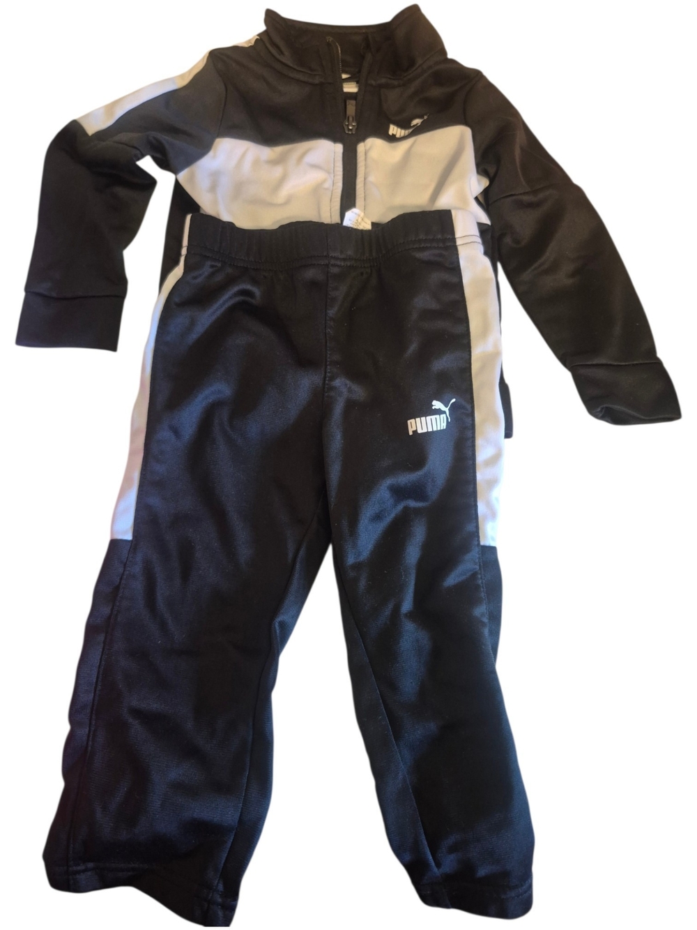 PUMA Kids Black and White Track Pants And Jacket Set - Athletic Set 18 Months
